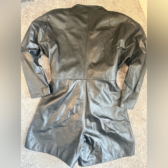 Vintage Chia Black Leather Collared Romper size 14 - Picture 3 of 5
